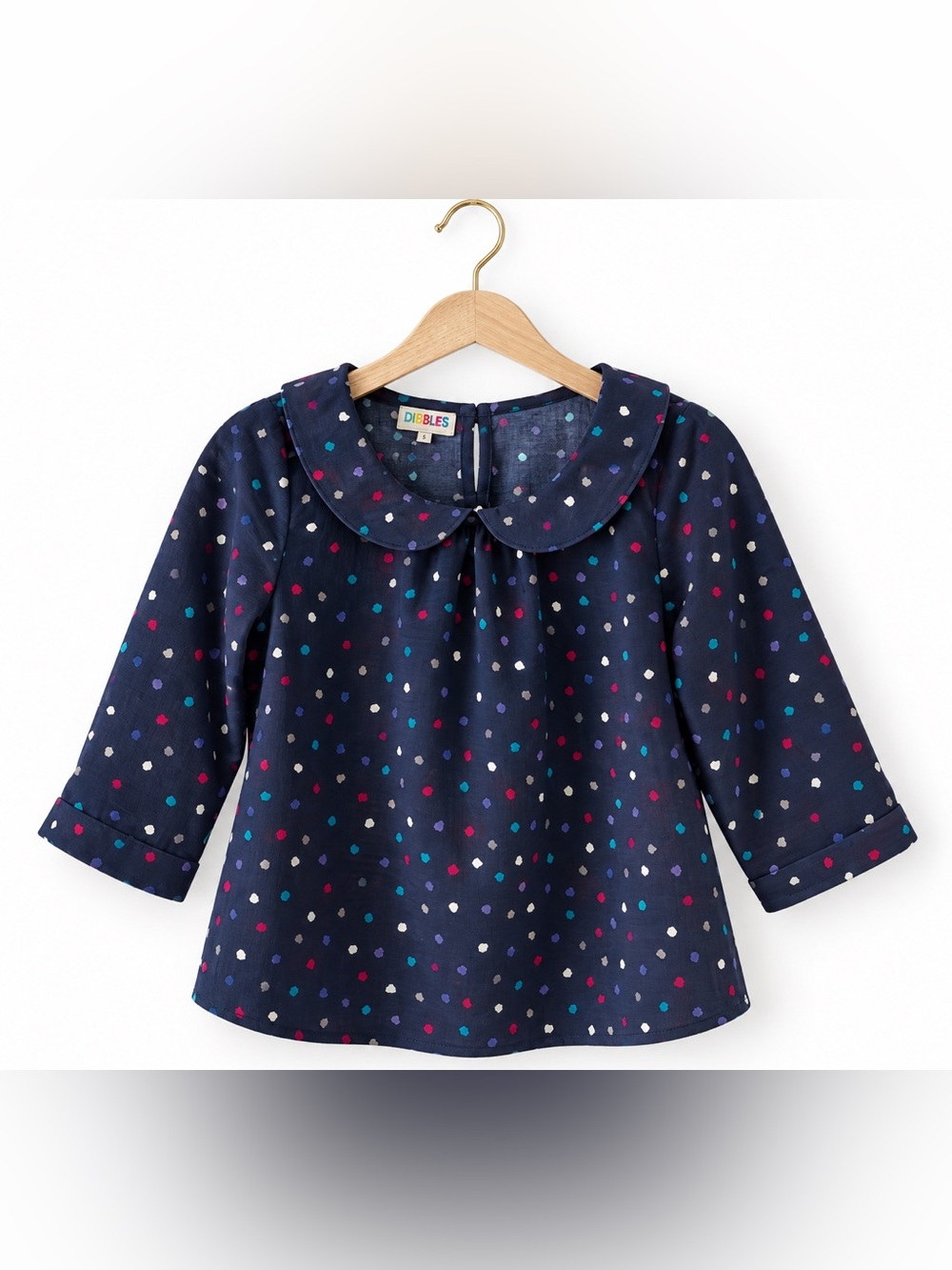 D4DISCUS Retro Inspired Multi Color Polka Dot Peter Pan Collar Blouse Size S